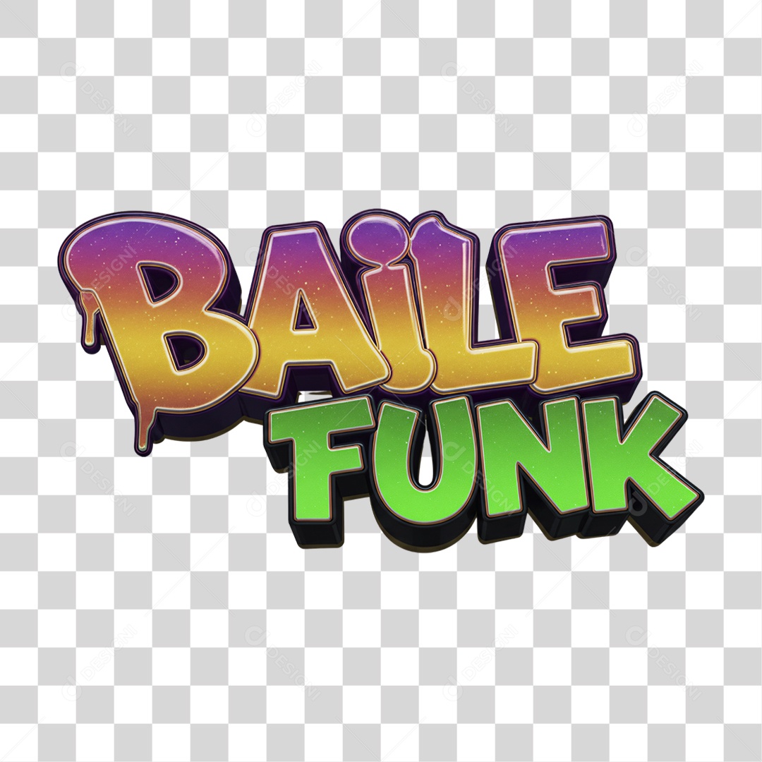 Texto 3D Baile Funk PNG Transparente