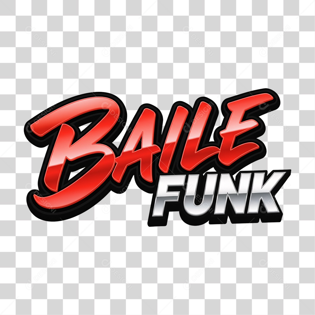 Texto 3D Baile Funk PNG Transparente