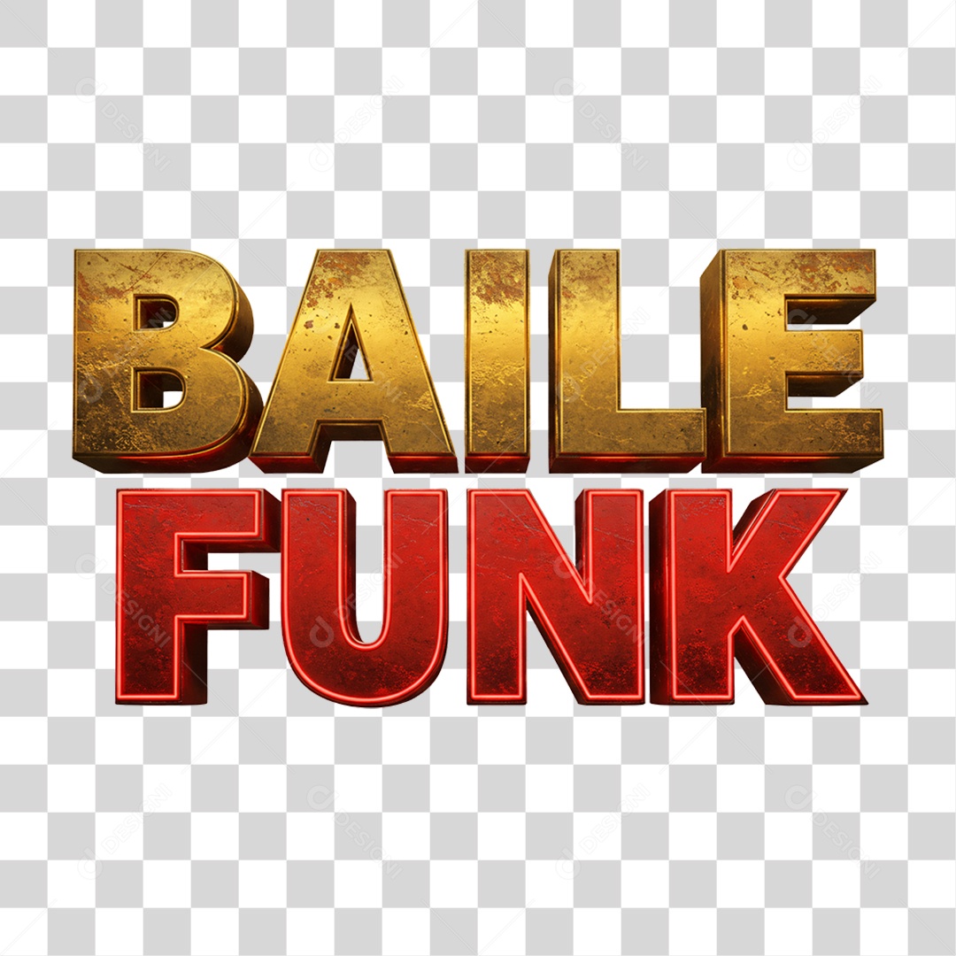 Texto 3D Baile Funk PNG Transparente
