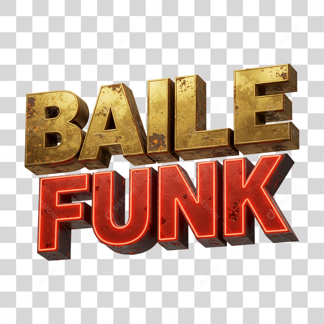 Texto 3D Baile Funk PNG Transparente