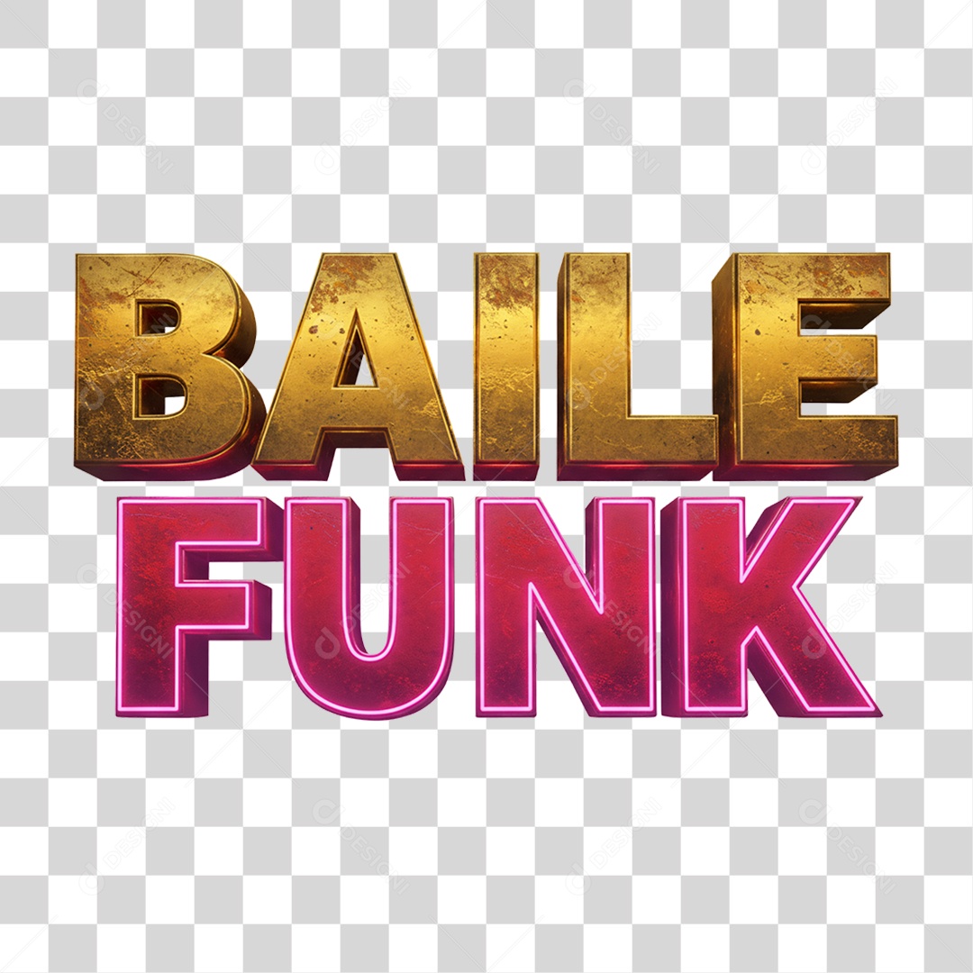 Texto 3D Baile Funk PNG Transparente