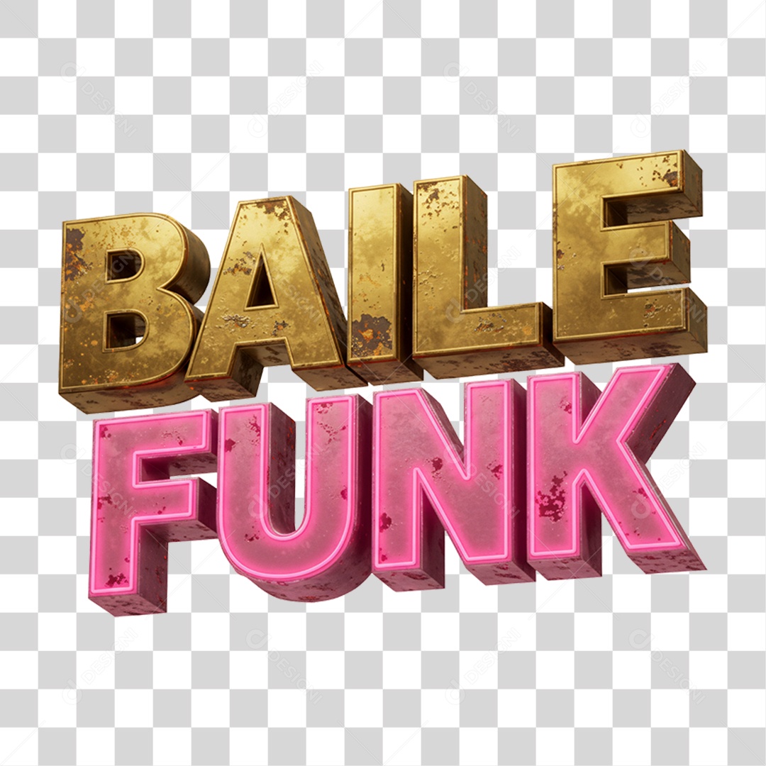 Texto 3D Baile Funk PNG Transparente