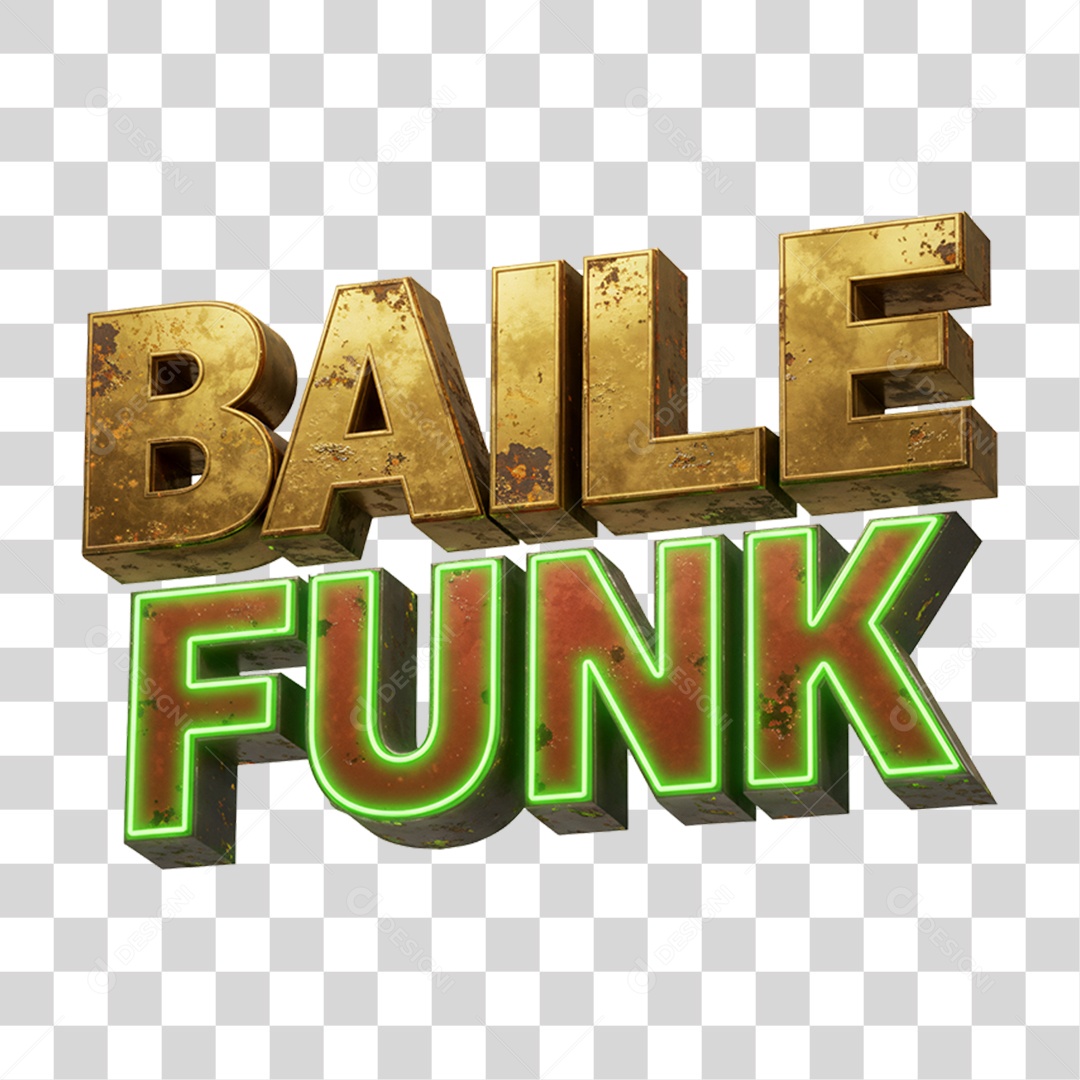 Texto 3D Baile Funk PNG Transparente