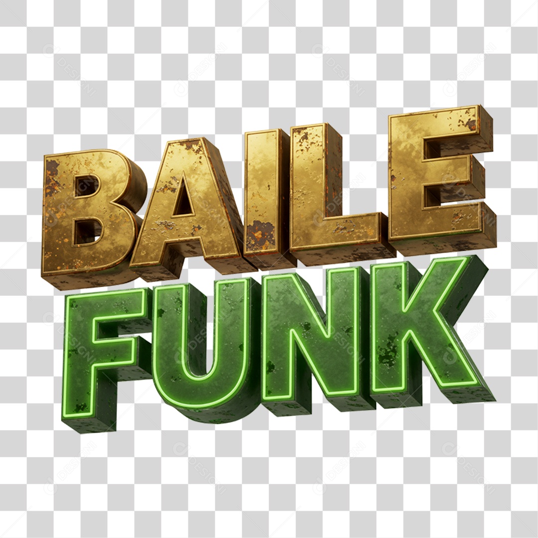 Texto 3D Baile Funk PNG Transparente