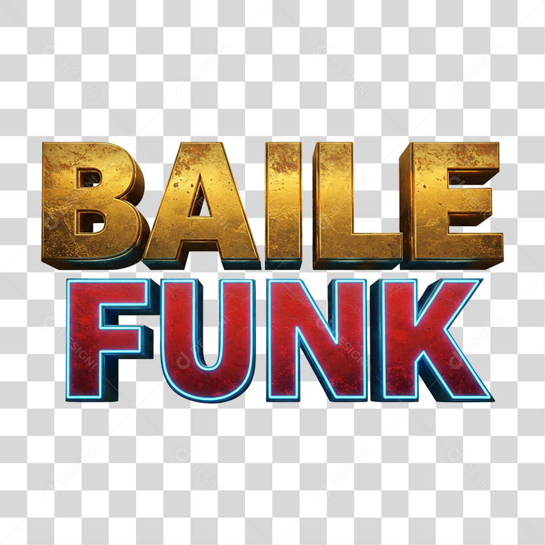 Texto 3D Baile Funk PNG Transparente