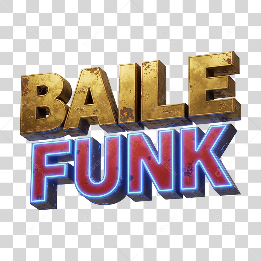 Texto 3D Baile Funk PNG Transparente