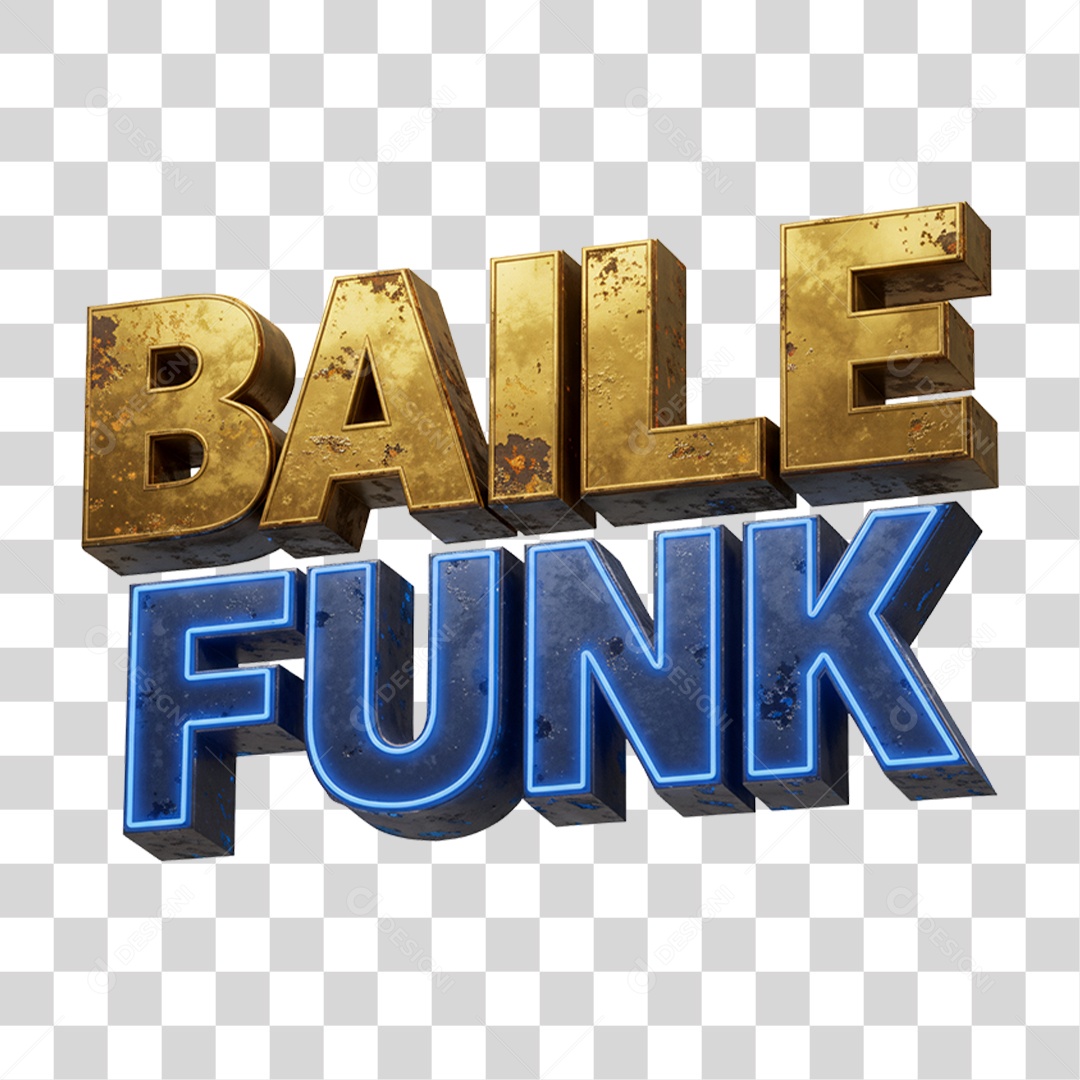 Texto 3D Baile Funk PNG Transparente