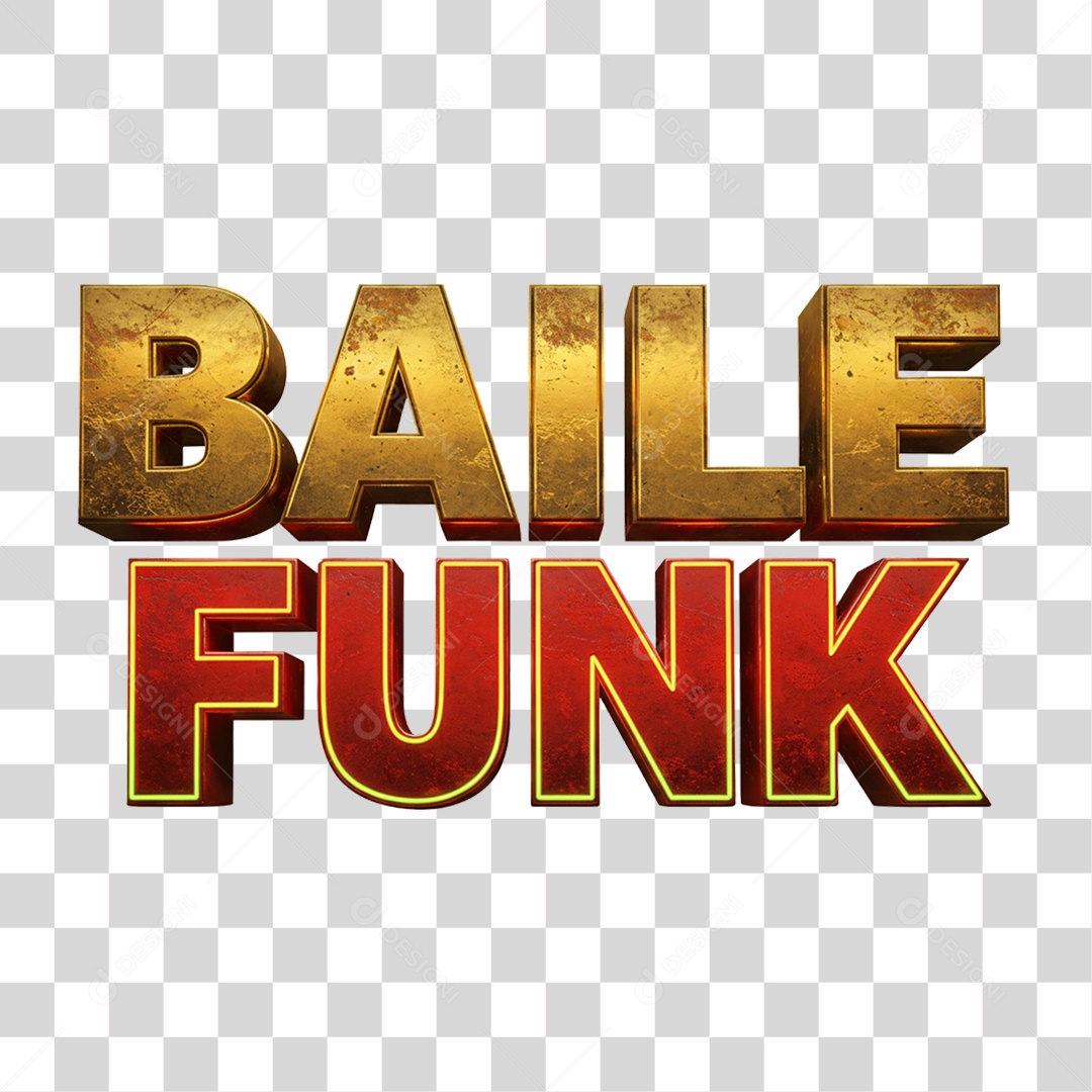 Texto 3D Baile Funk PNG Transparente