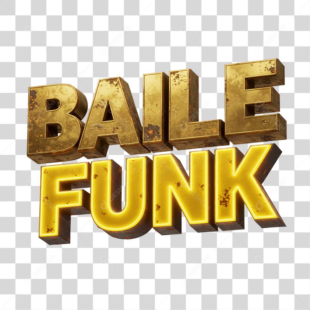Texto 3D Baile Funk PNG Transparente