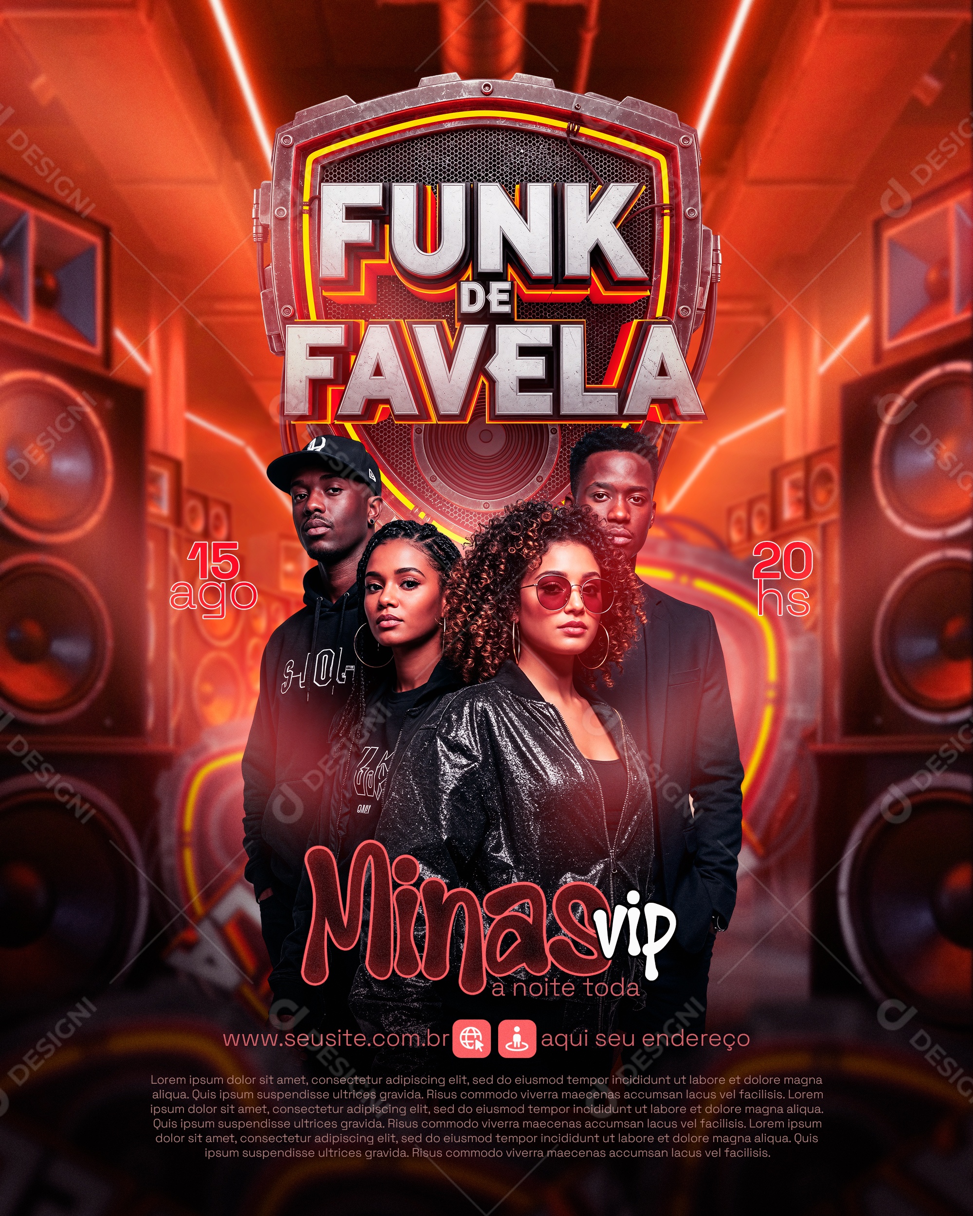 Flyer Funk de Favela Feed PSD Editável