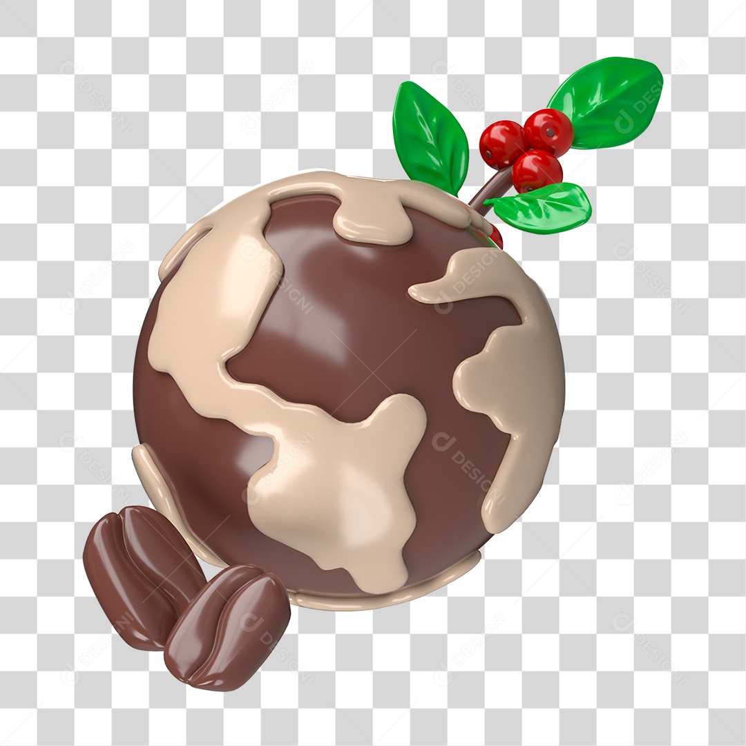 Elemento 3D Mundo de Café PNG Transparente