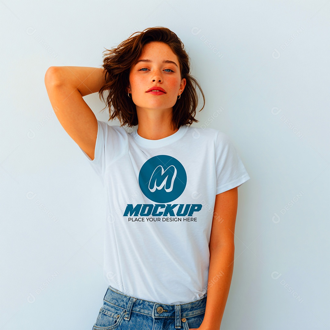 Mockup de Camiseta Feminina PSD Editável