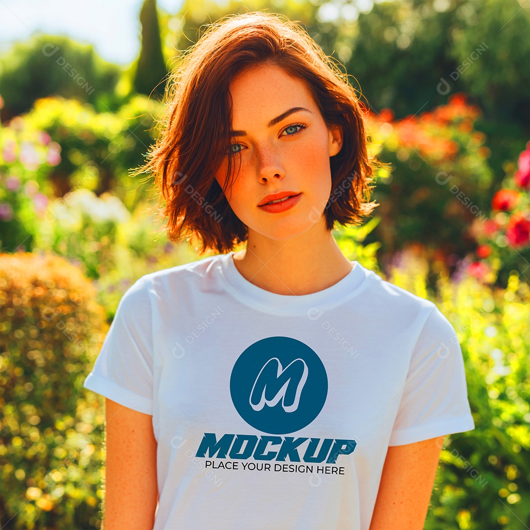 Mockup de Camiseta Feminina PSD Editável