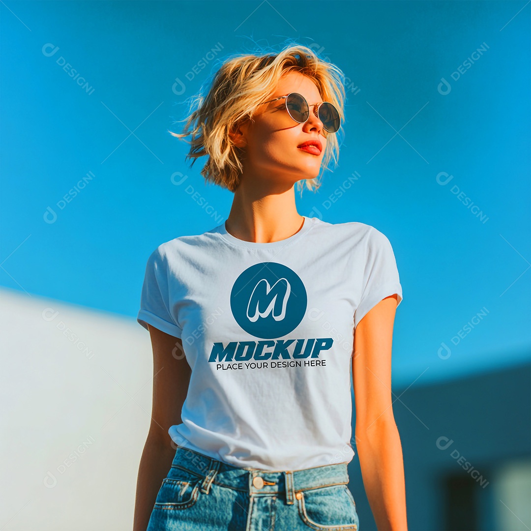 Mockup de Camiseta Feminina PSD Editável