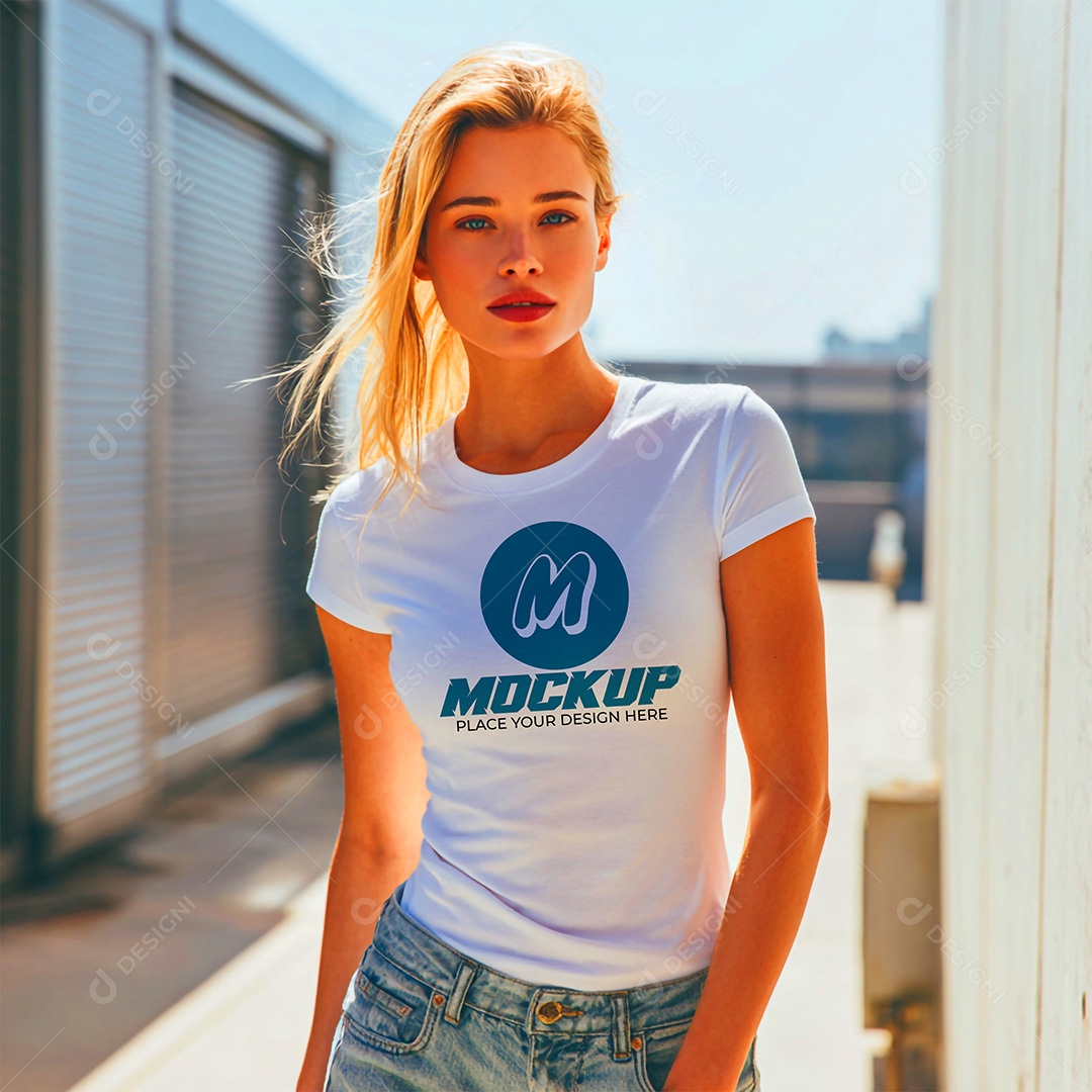 Mockup de Camiseta Feminina PSD Editável