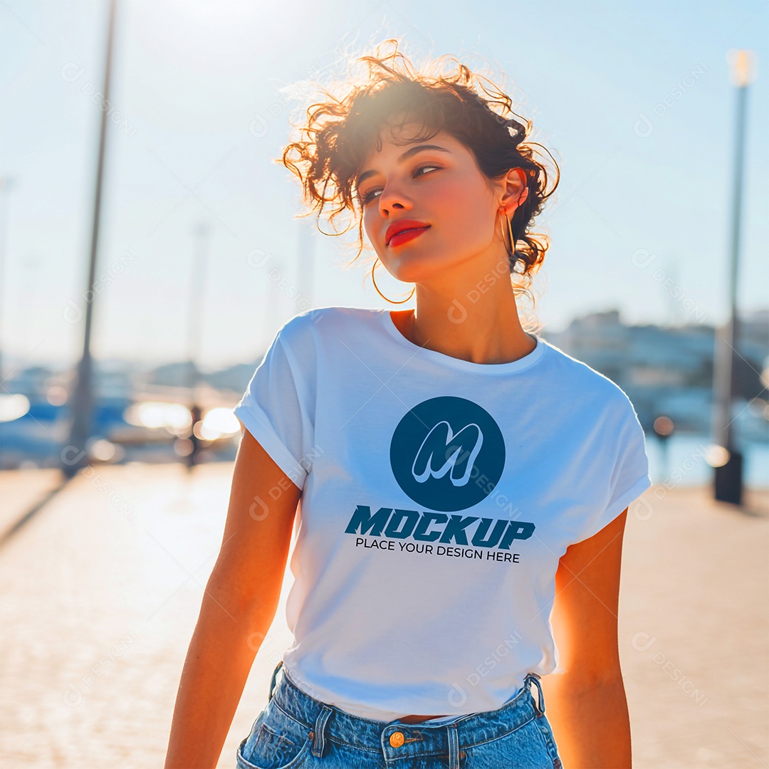 Mockup de Camiseta Feminina PSD Editável