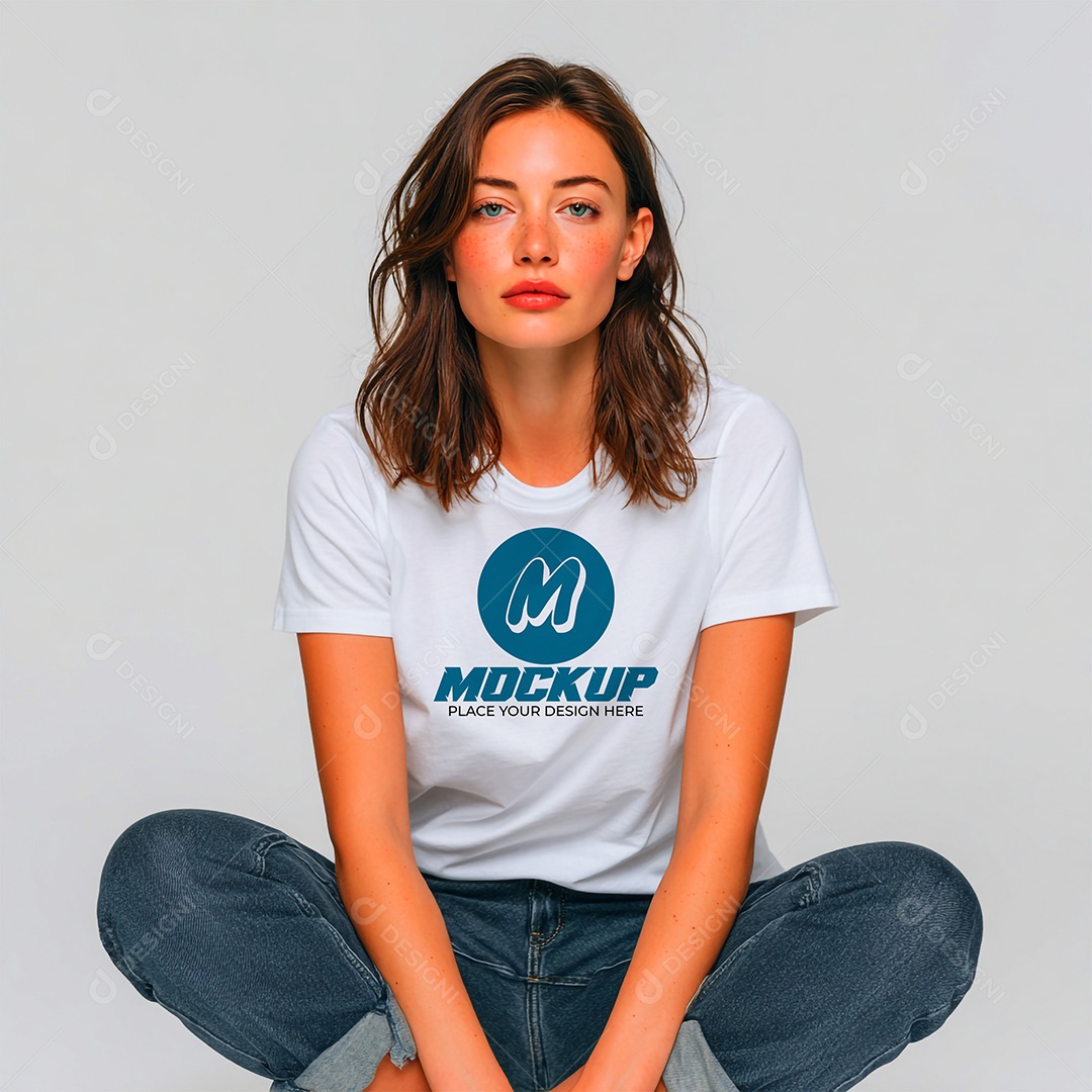 Mockup de Camiseta Feminina PSD Editável