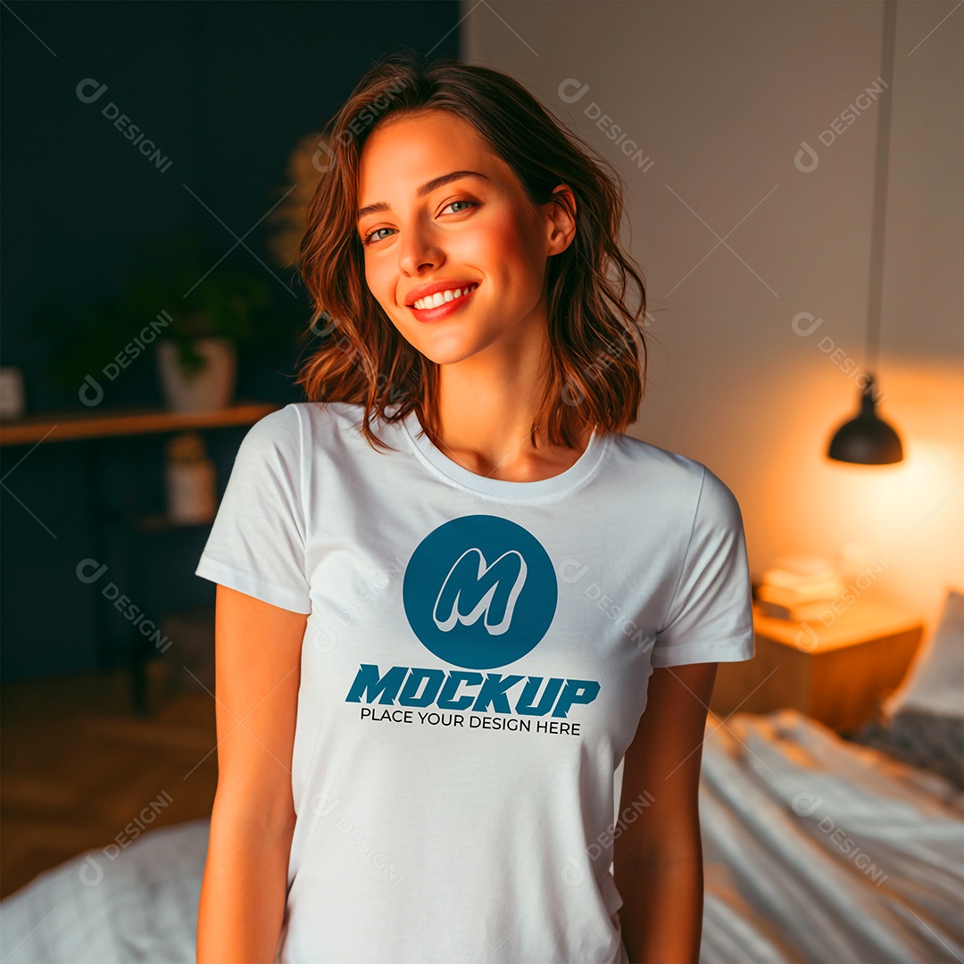 Mockup de Camiseta Feminina PSD Editável
