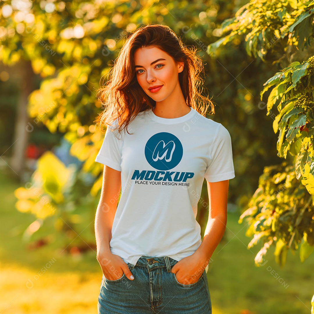 Mockup de Camiseta Feminina PSD Editável