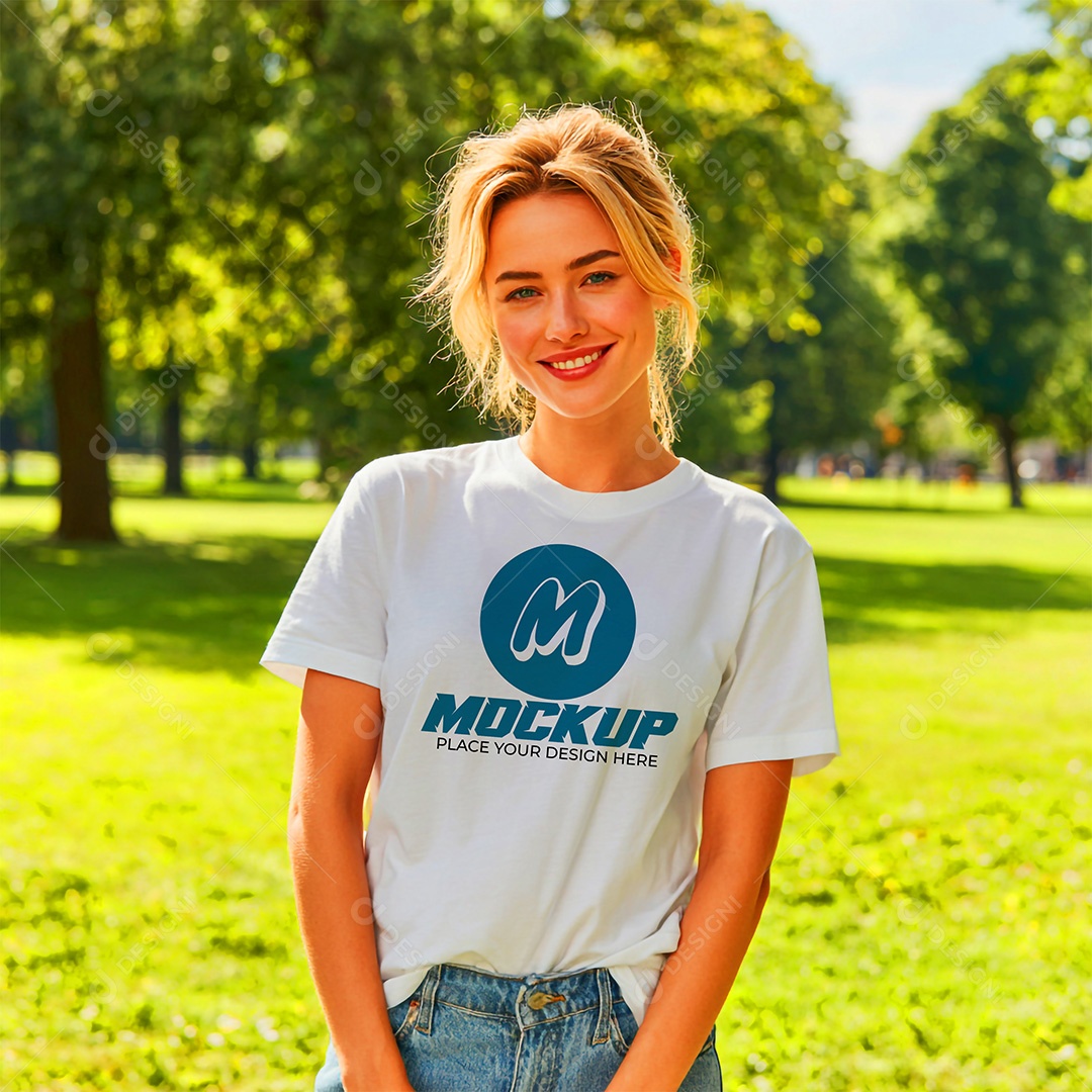 Mockup de Camiseta Feminina PSD Editável