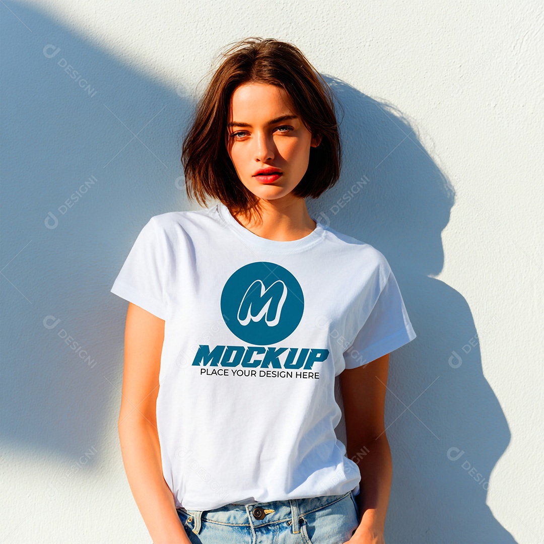 Mockup de Camiseta Feminina PSD Editável
