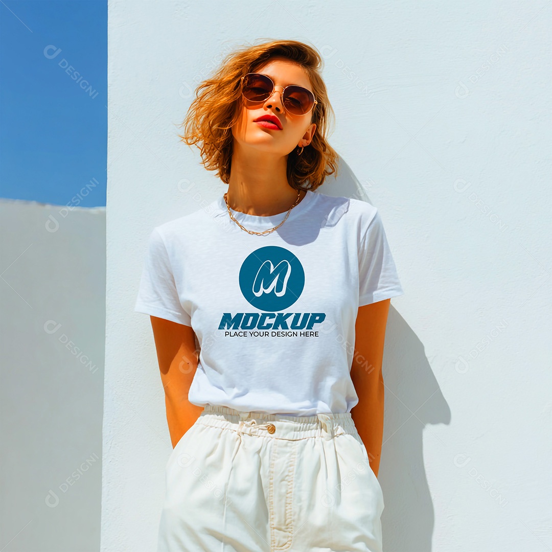 Mockup de Camiseta Feminina PSD Editável