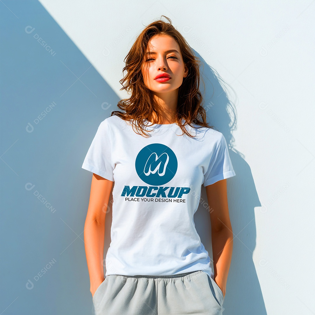 Mockup de Camiseta Feminina PSD Editável