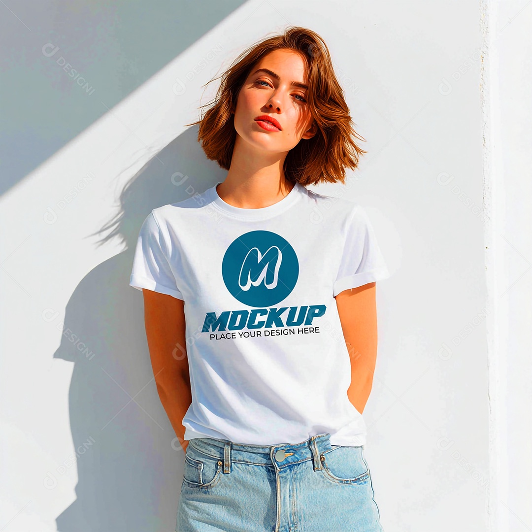 Mockup de Camiseta Feminina PSD Editável