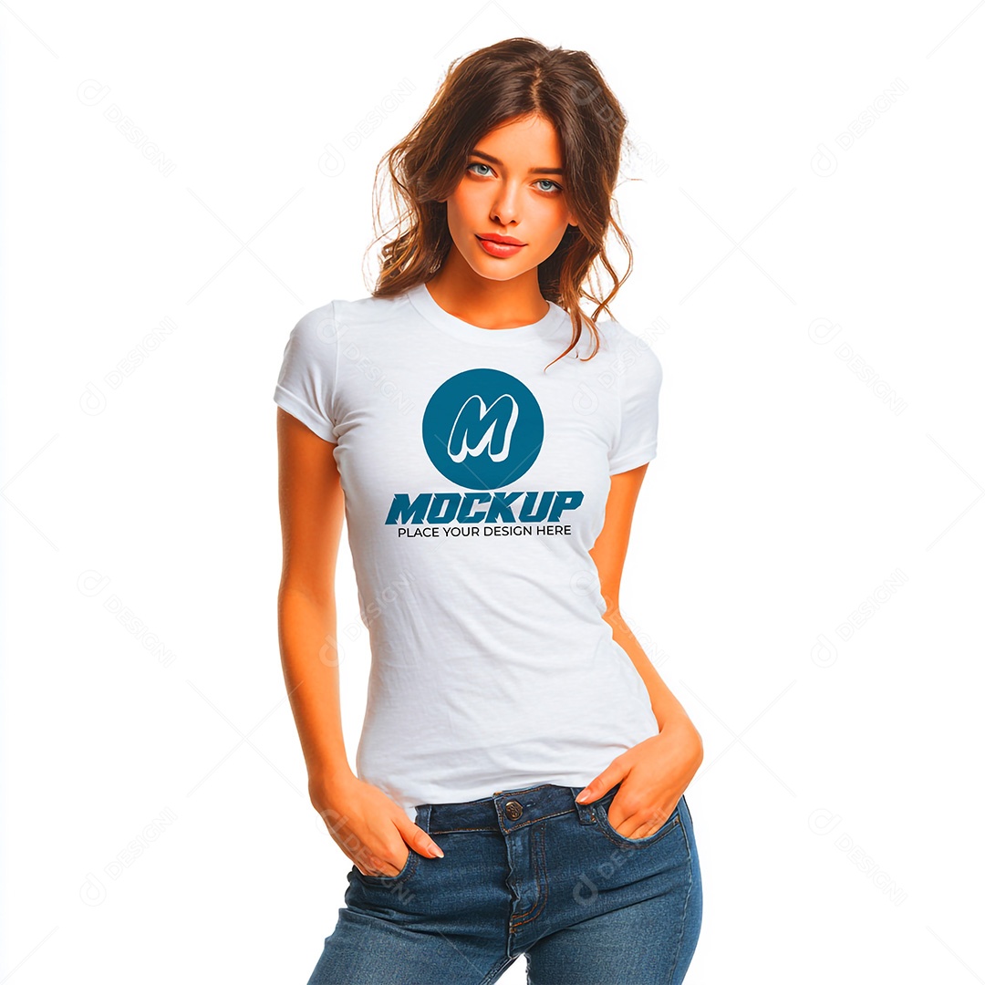 Mockup de Camiseta Feminina PSD Editável