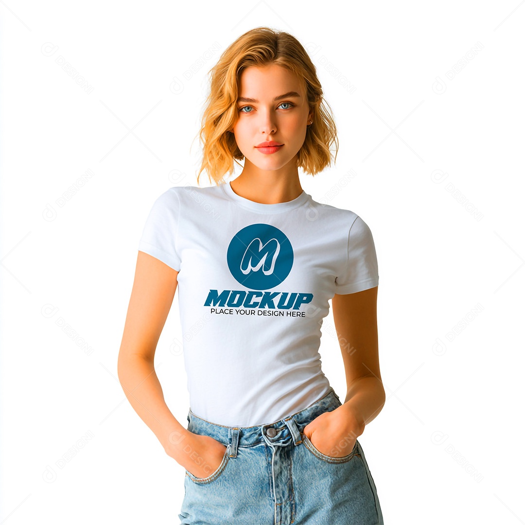 Mockup de Camiseta Feminina PSD Editável