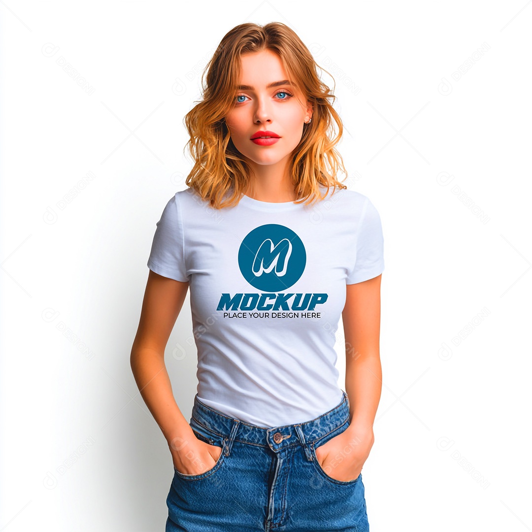 Mockup de Camiseta Feminina PSD Editável