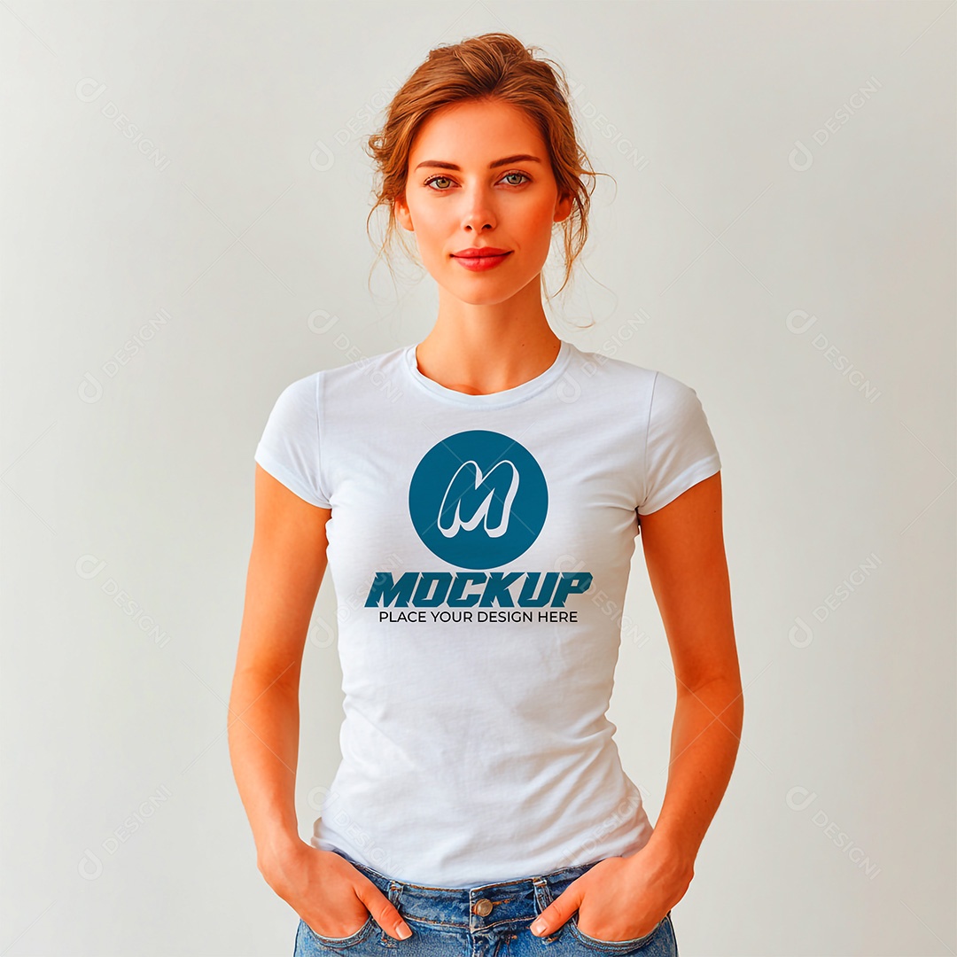 Mockup de Camiseta Feminina PSD Editável