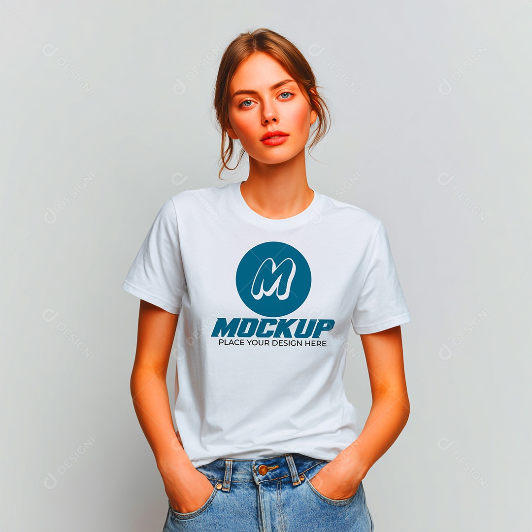 Mockup de Camiseta Feminina PSD Editável