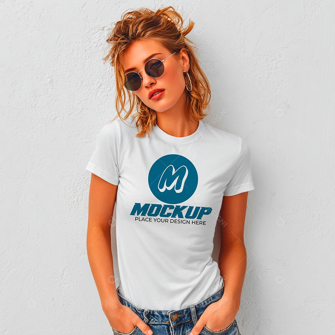 Mockup de Camiseta Feminina PSD Editável