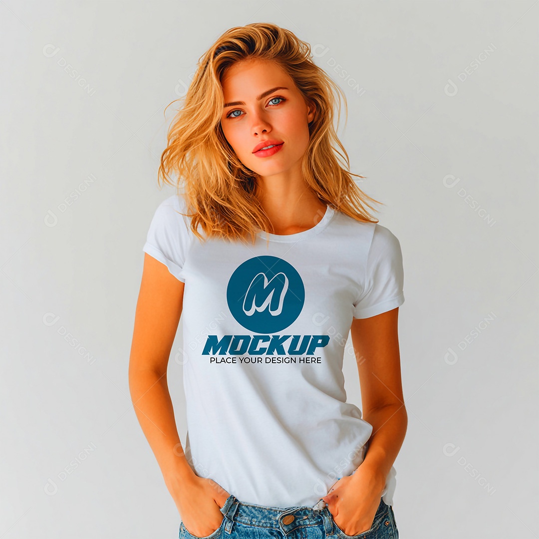Mockup de Camiseta Feminina PSD Editável