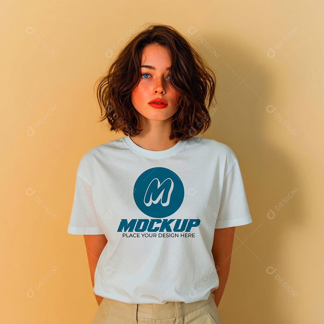Mockup de Camiseta Feminina PSD Editável