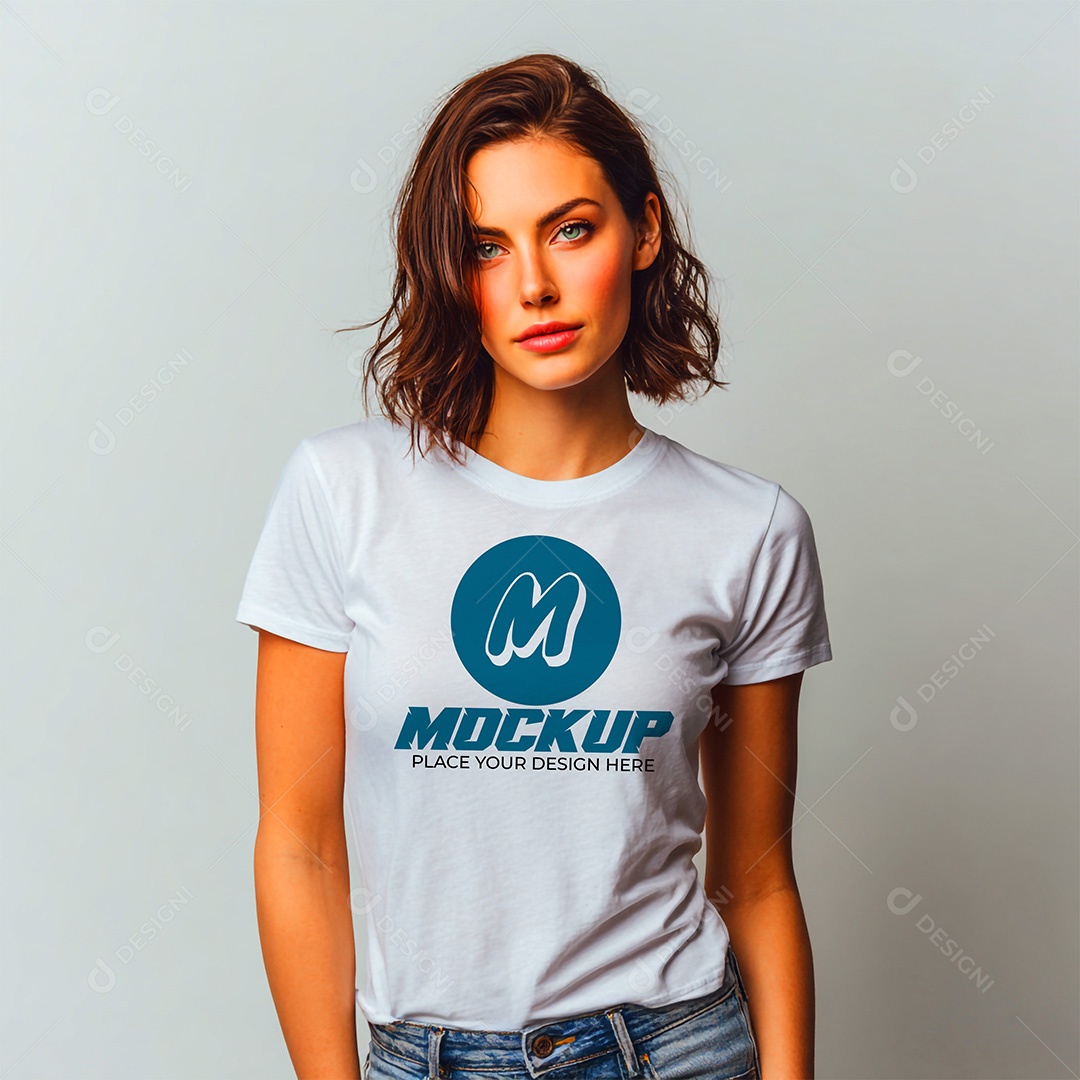 Mockup de Camiseta Feminina PSD Editável
