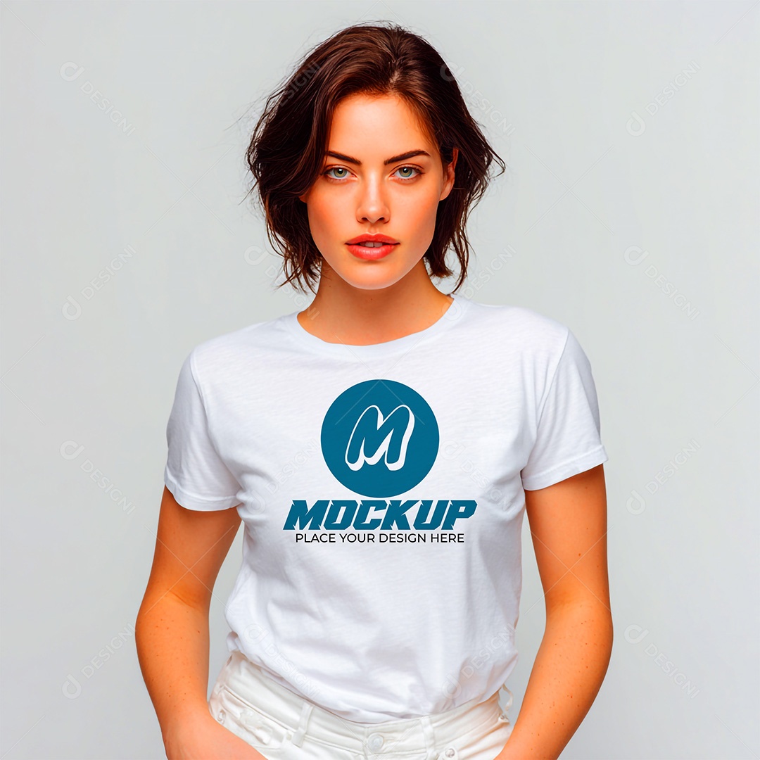Mockup de Camiseta Feminina PSD Editável