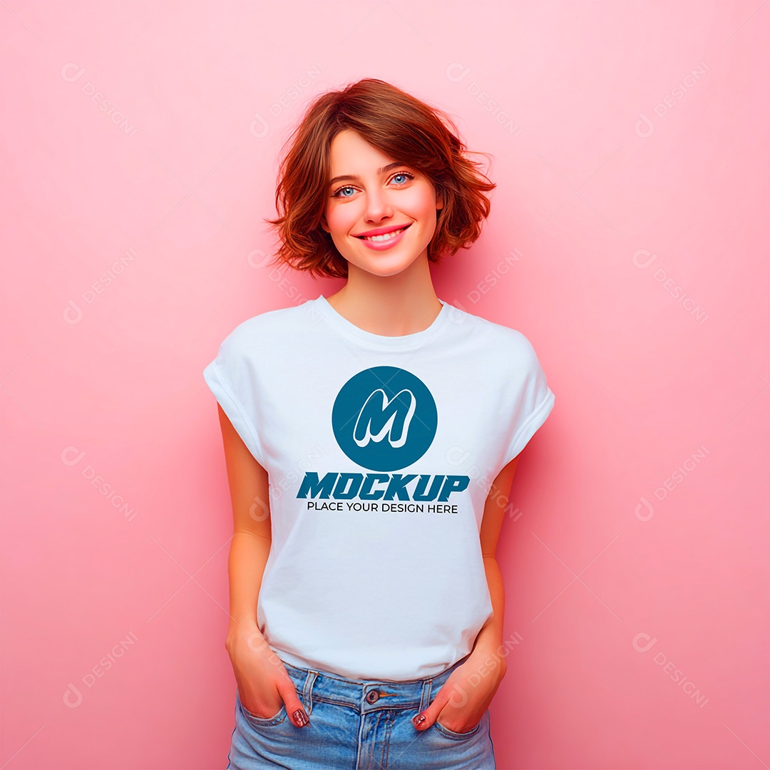 Mockup de Camiseta Feminina PSD Editável