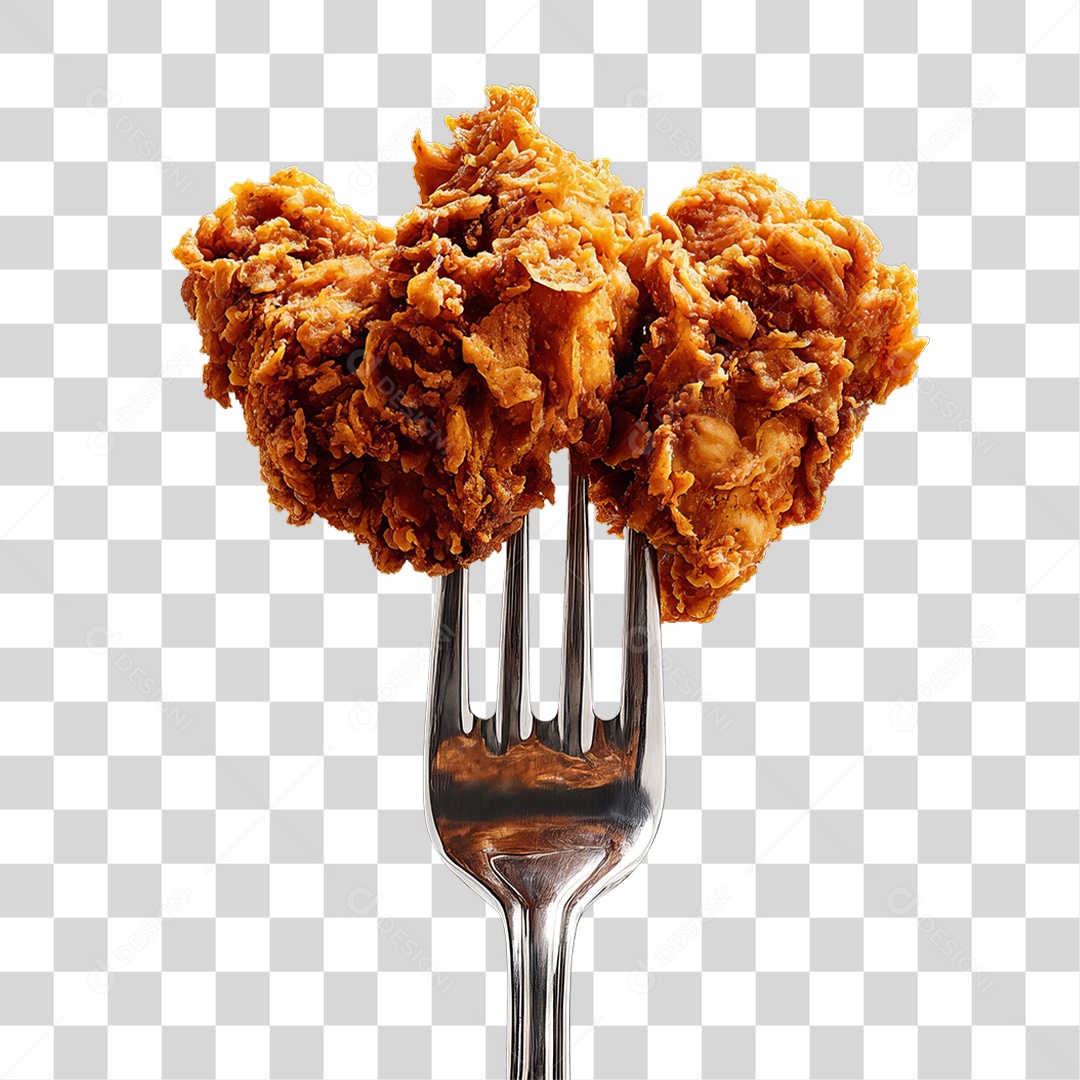Garfo com Frango Frito PNG Transparente