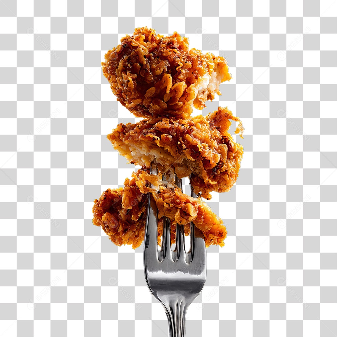 Garfo com Frango Frito PNG Transparente