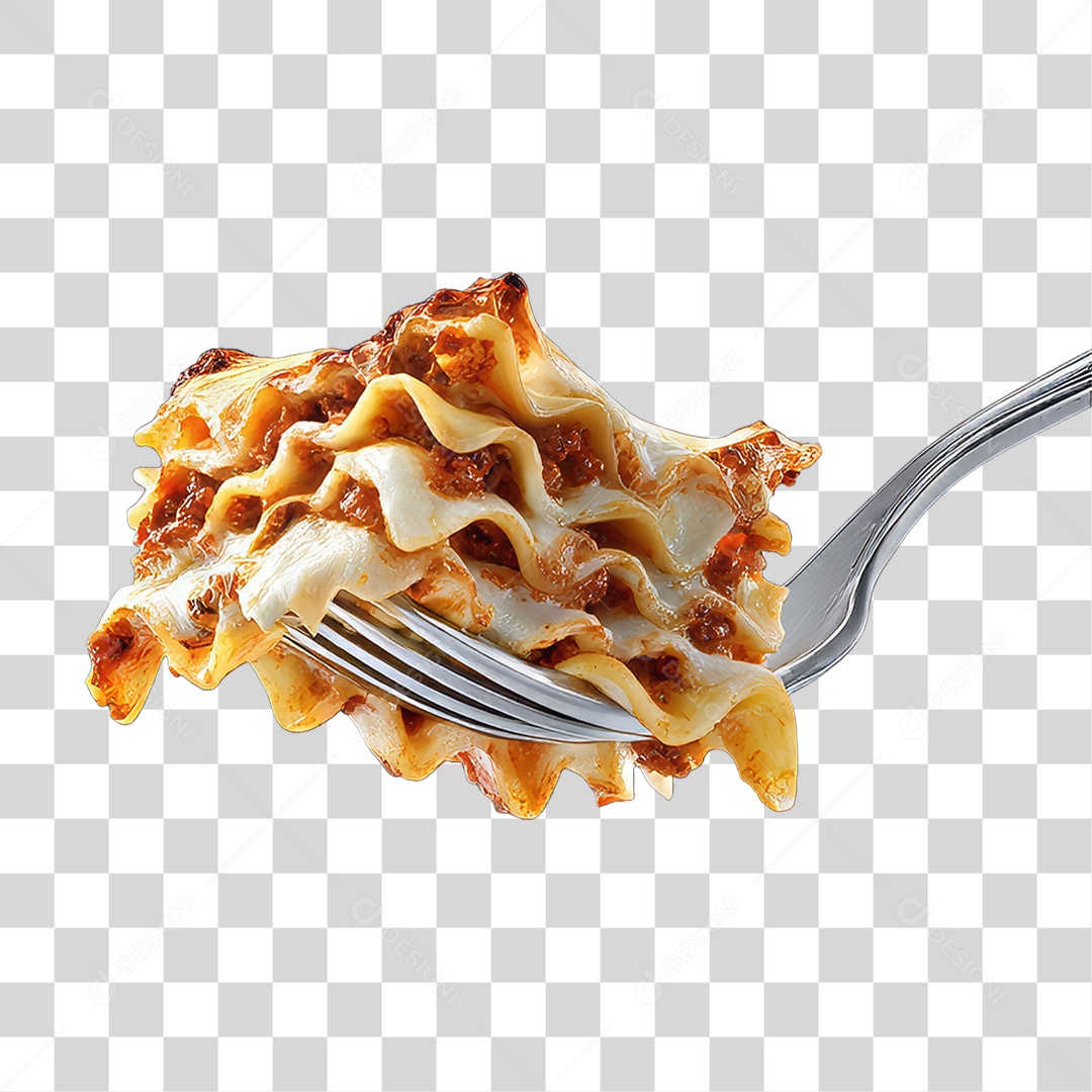 Garfo com Lasanha PNG Transparente