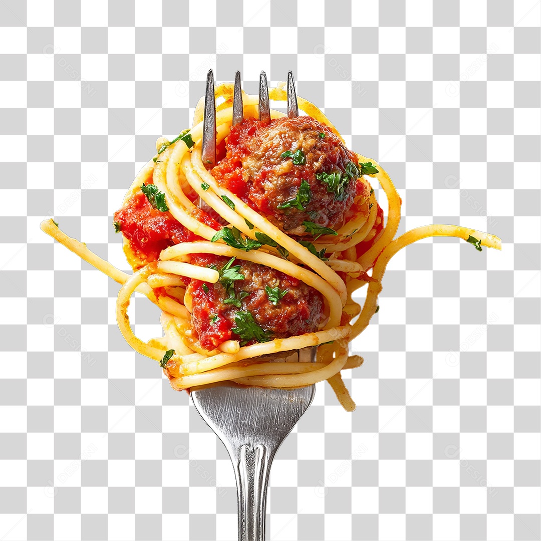 Garfo com Macarrão PNG Transparente