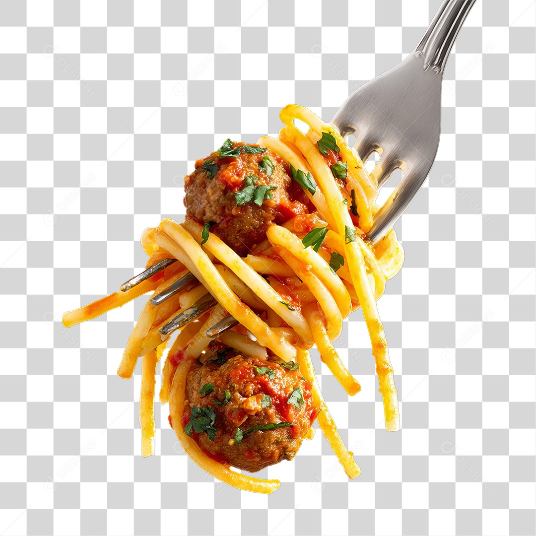 Garfo com Macarrão PNG Transparente