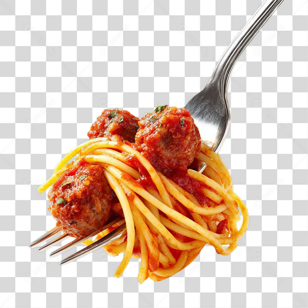 Garfo com Macarrão PNG Transparente