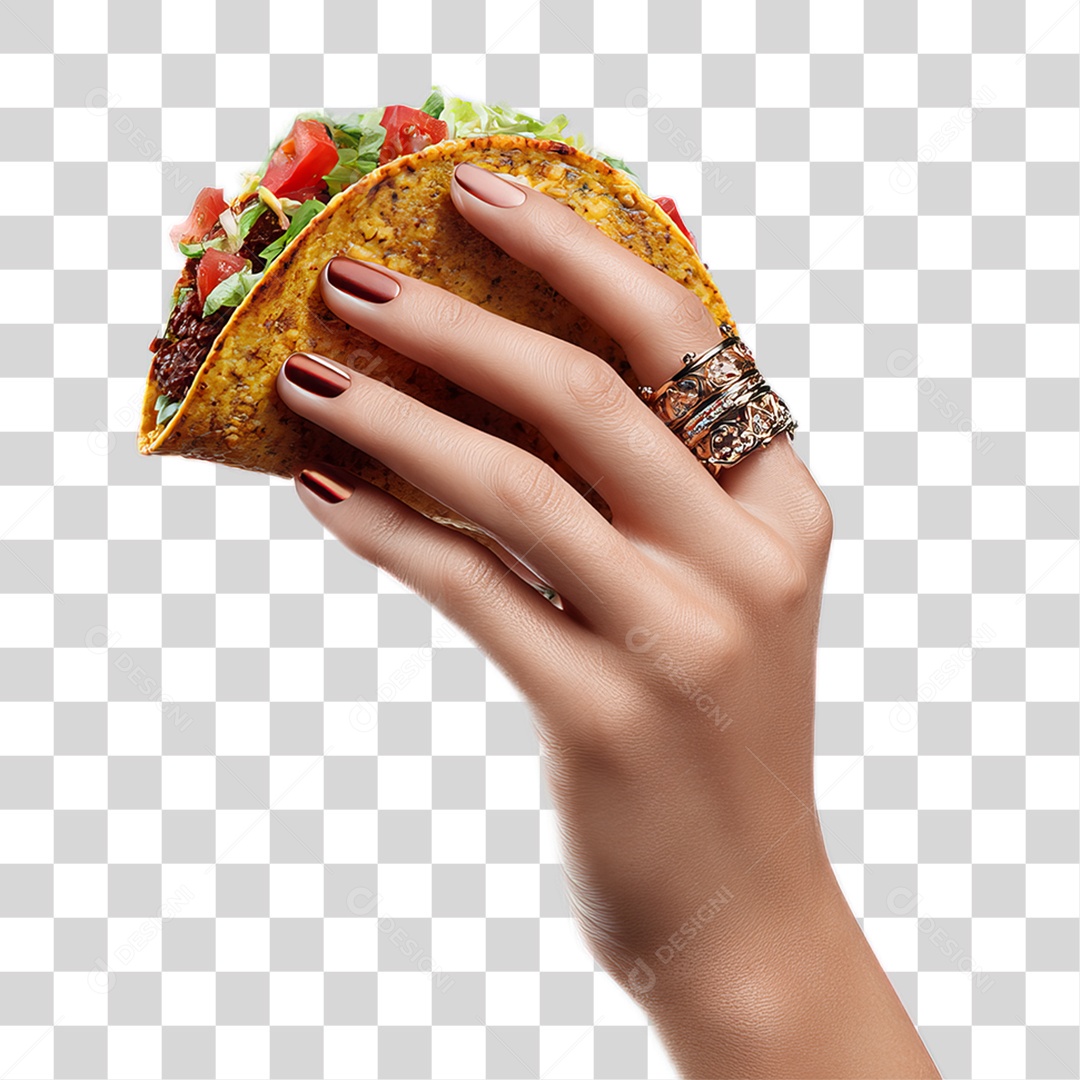 Mão Segurando Taco PNG Transparente
