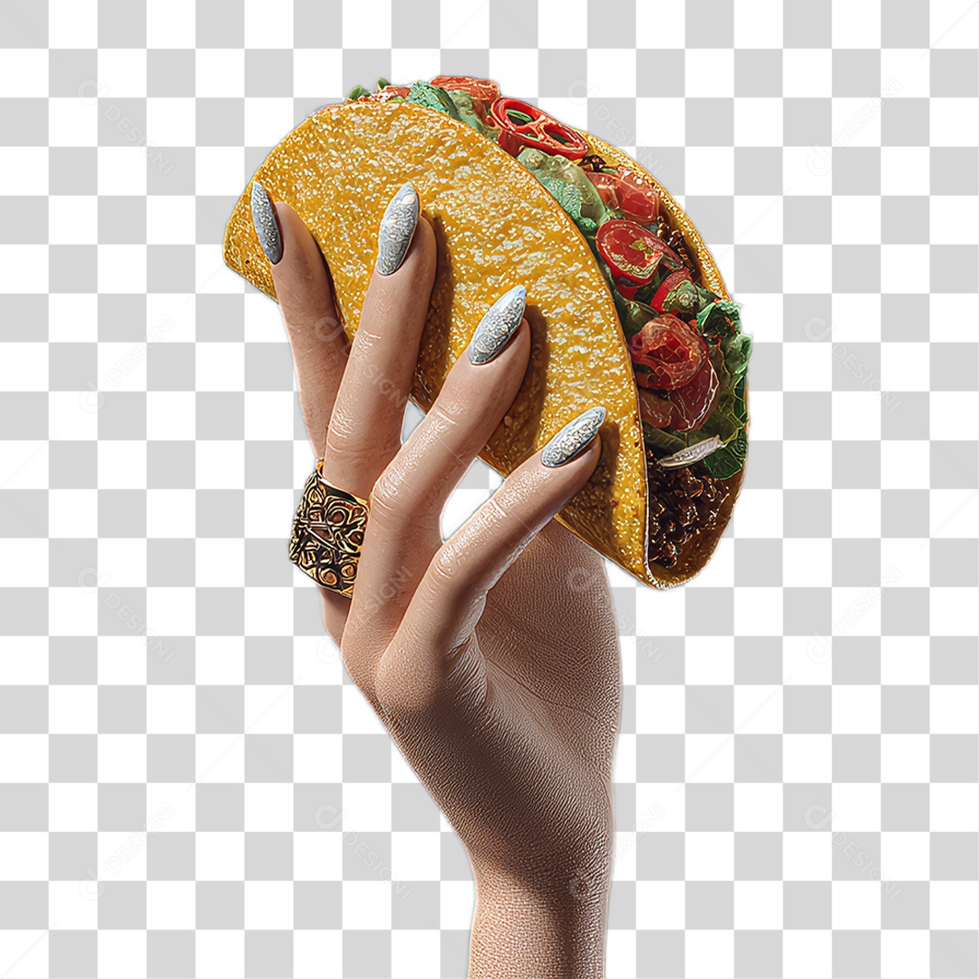 Mão Segurando Taco PNG Transparente
