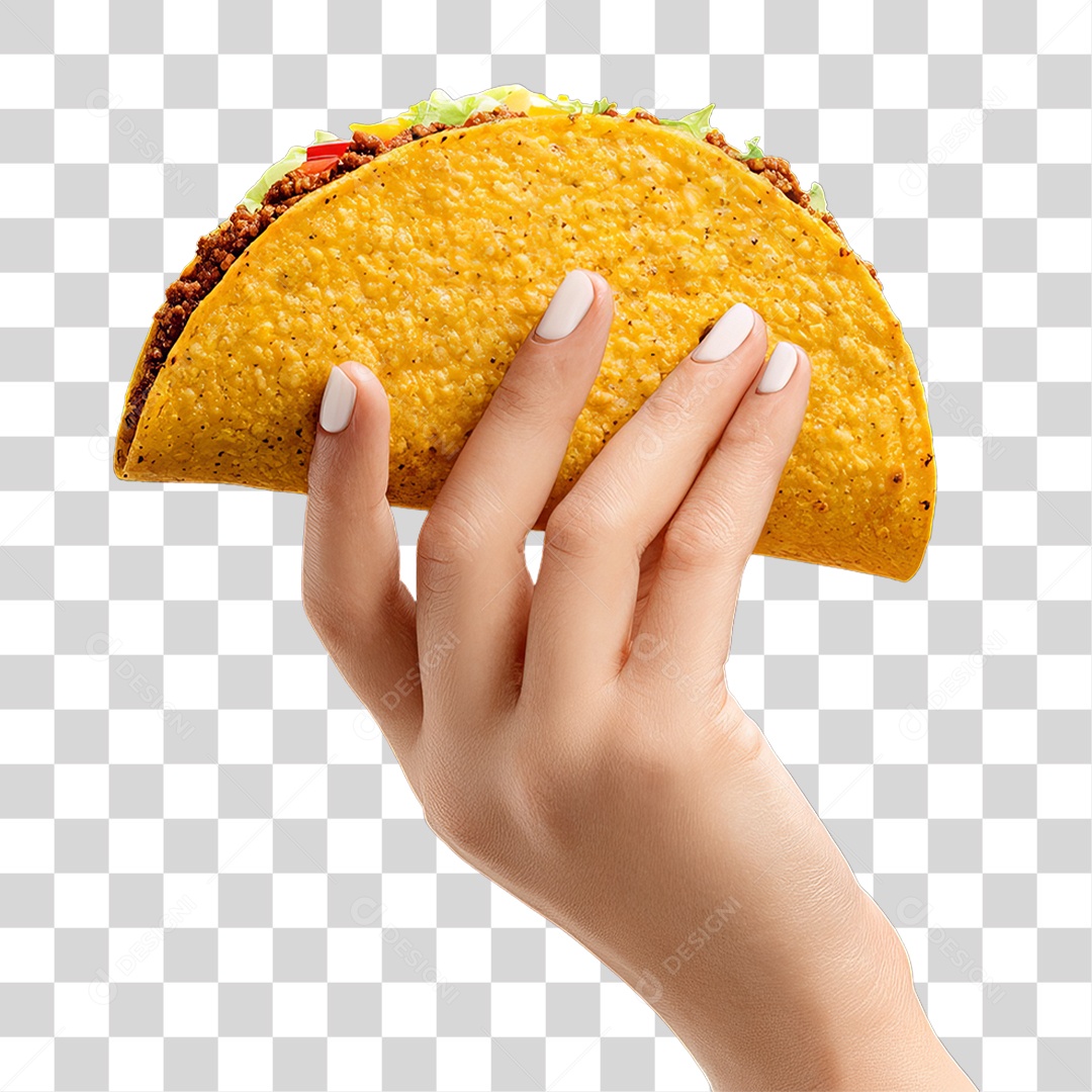 Mão Segurando Taco PNG Transparente
