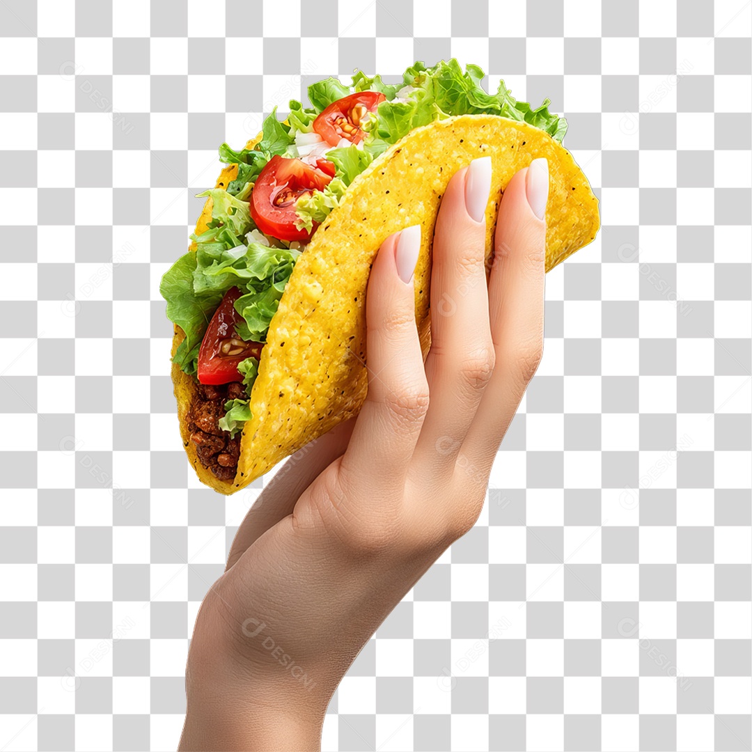 Mão Segurando Taco PNG Transparente