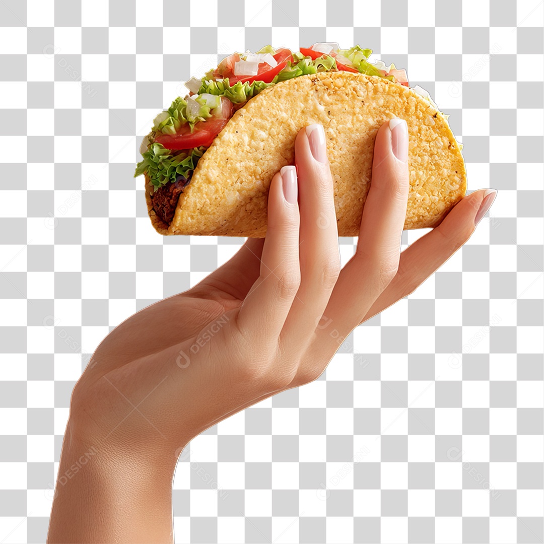 Mão Segurando Taco PNG Transparente